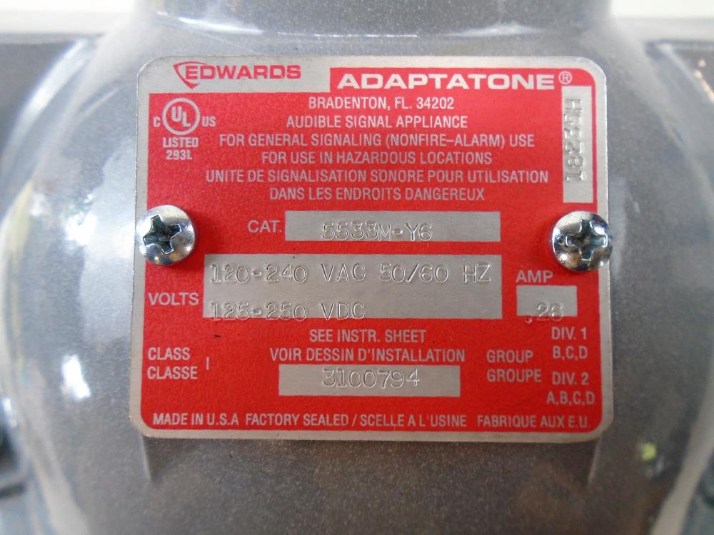 Edwards Adaptatone Audible Signaling Device 5533M-Y6 (No Horn Attachment)
